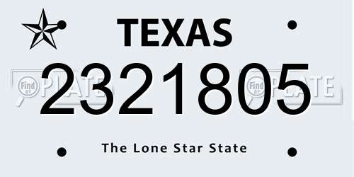 2321805 Texas License Plate