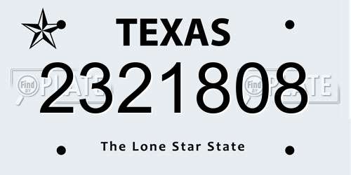 2321808 Texas License Plate