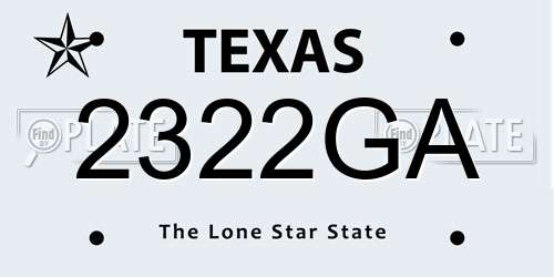 2322GA Texas License Plate