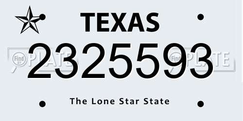 2325593 Texas License Plate