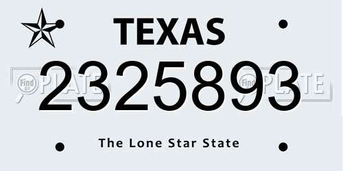 2325893 Texas License Plate