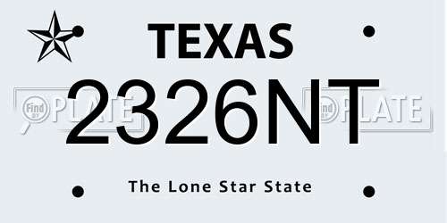 2326NT Texas License Plate