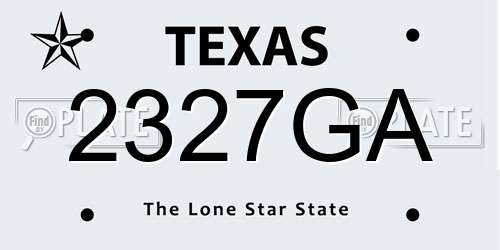 2327GA Texas License Plate