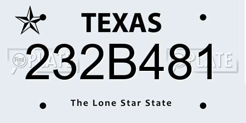 232B481 Texas License Plate