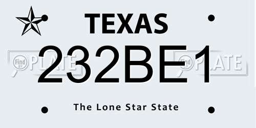 232BE1 Texas License Plate