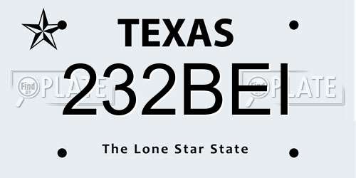 232BEI Texas License Plate