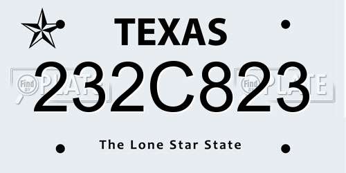 232C823 Texas License Plate