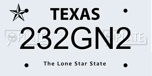 232GN2 Texas License Plate