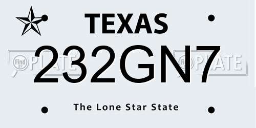 232GN7 Texas License Plate