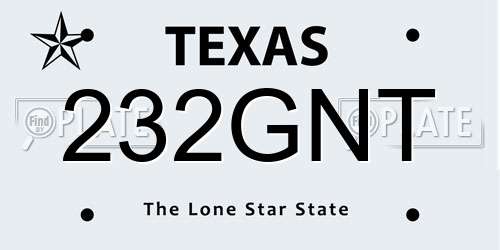 232GNT Texas License Plate