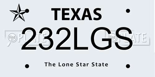 232LGS Texas License Plate