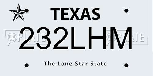 232LHM Texas License Plate