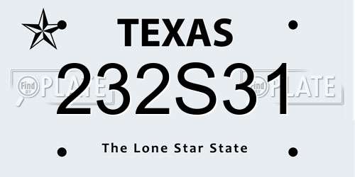 232S31 Texas License Plate