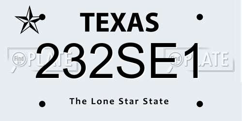 232SE1 Texas License Plate