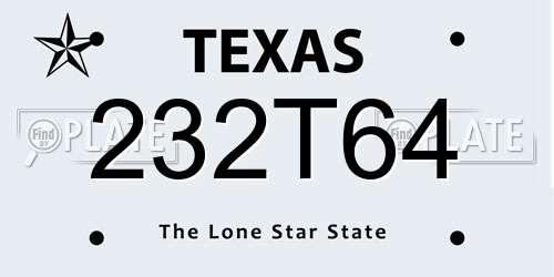 232T64 Texas License Plate