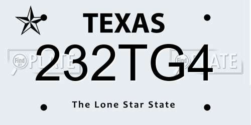 232TG4 Texas License Plate