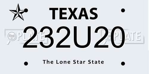 232U20 Texas License Plate