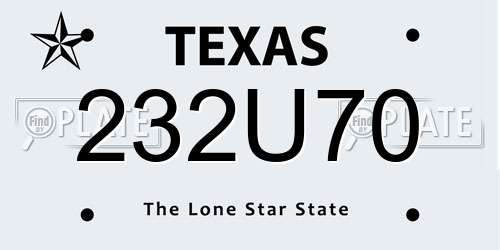 232U70 Texas License Plate