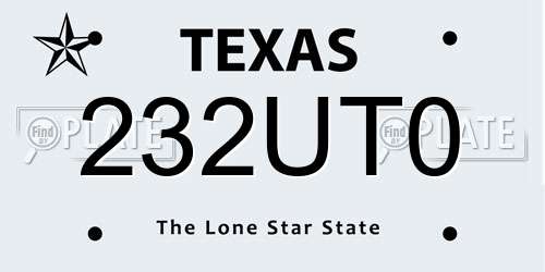 232UT0 Texas License Plate