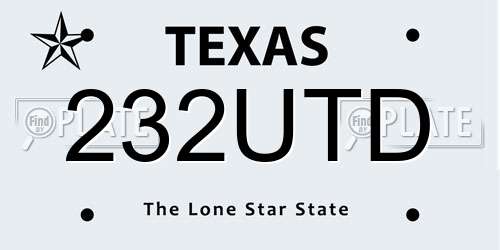 232UTD Texas License Plate
