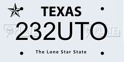 232UTO Texas License Plate