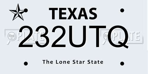 232UTQ Texas License Plate