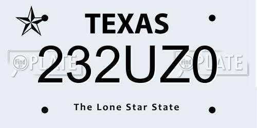 232UZ0 Texas License Plate