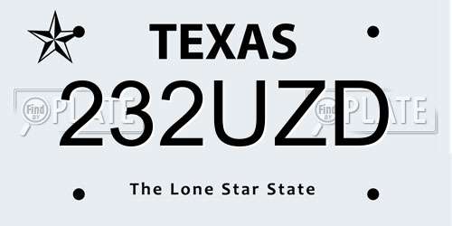 232UZD Texas License Plate