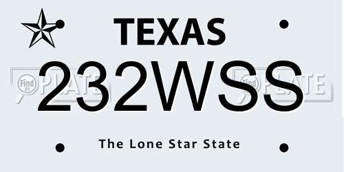232WSS Texas License Plate