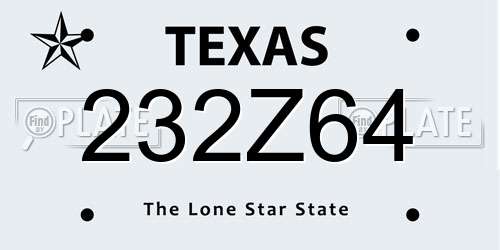 232Z64 Texas License Plate