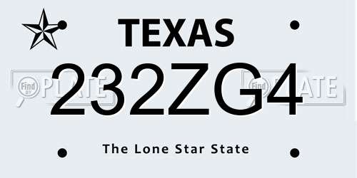 232ZG4 Texas License Plate