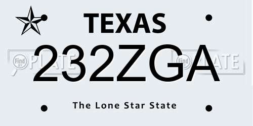 232ZGA Texas License Plate