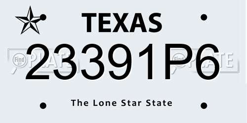 23391P6 Texas License Plate