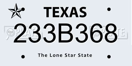 233B368 Texas License Plate