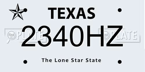2340HZ Texas License Plate