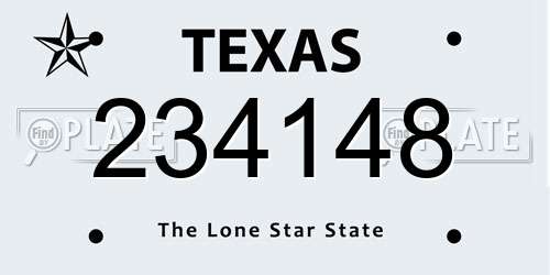 234148 Texas License Plate