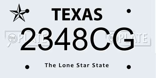 2348CG Texas License Plate