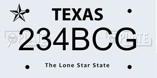 234BCG Texas License Plate