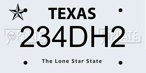 234DH2 Texas License Plate