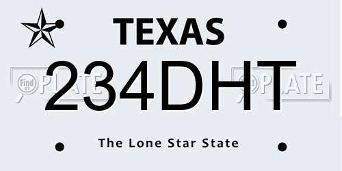 234DHT Texas License Plate