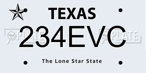 234EVC Texas License Plate