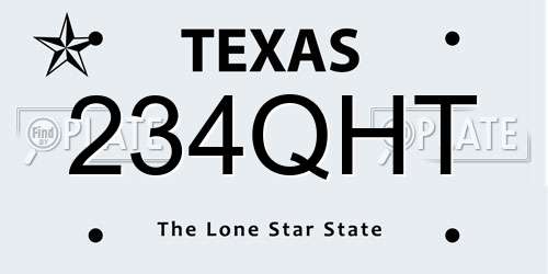 234QHT Texas License Plate