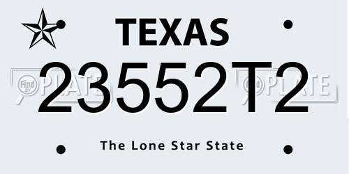 23552T2 Texas License Plate