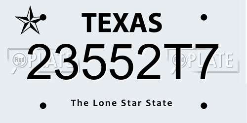 23552T7 Texas License Plate