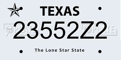 23552Z2 Texas License Plate