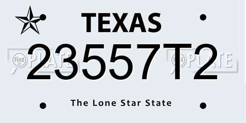 23557T2 Texas License Plate