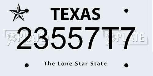 23557T7 Texas License Plate