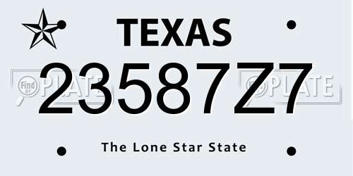 23587Z7 Texas License Plate