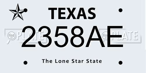 2358AE Texas License Plate