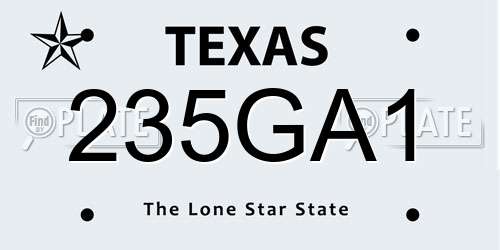 235GA1 Texas License Plate
